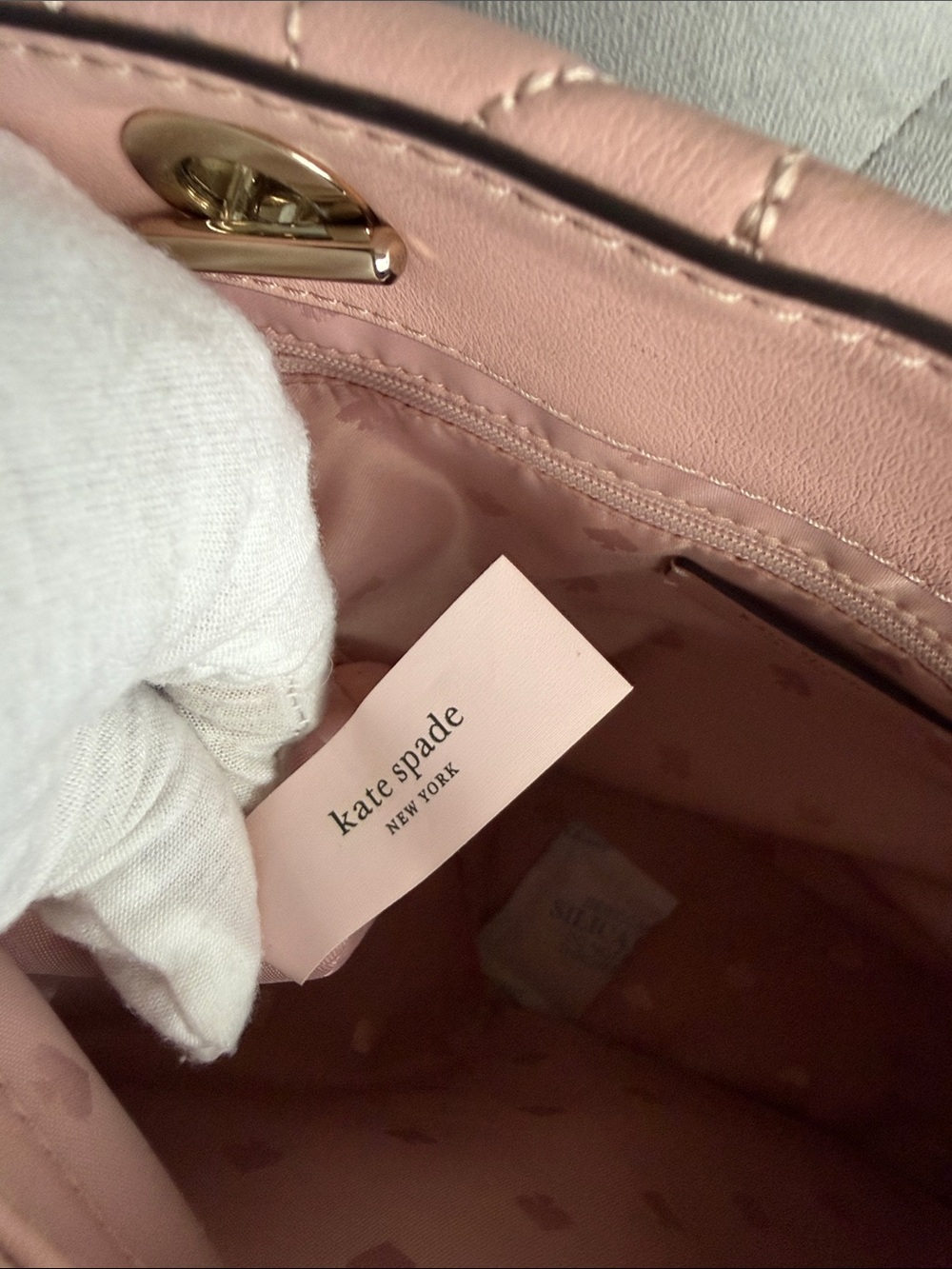 KATE ♠️ SPADE LEATHER Pink Quilted Chain-Handle BAG - Picture 10 of 17